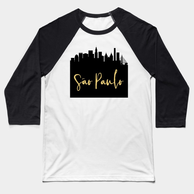 SAO PAULO BRAZIL DESIGNER SILHOUETTE SKYLINE ART Baseball T-Shirt by deificusArt